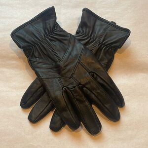 Black leather gloves